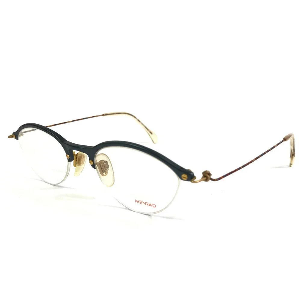 Vintage Menrad Eyeglasses Frames 1453 310 Blue Tortoise Oval Half Rim 47-20-140